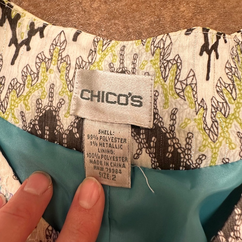 Chicos Sequin Embellished Chevron Pattern Long Sleeve Party Top‎ Size 2 - Picture 3 of 5